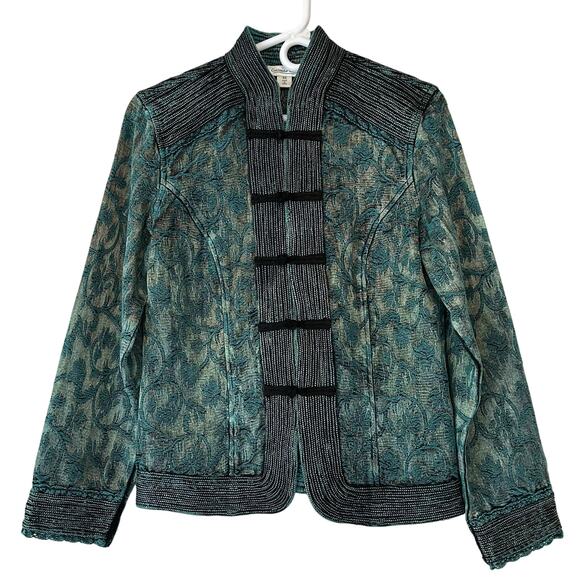 Coldwater creek cheongsam jacket manderin neckline embroidered tapestry XS - Picture 1 of 12